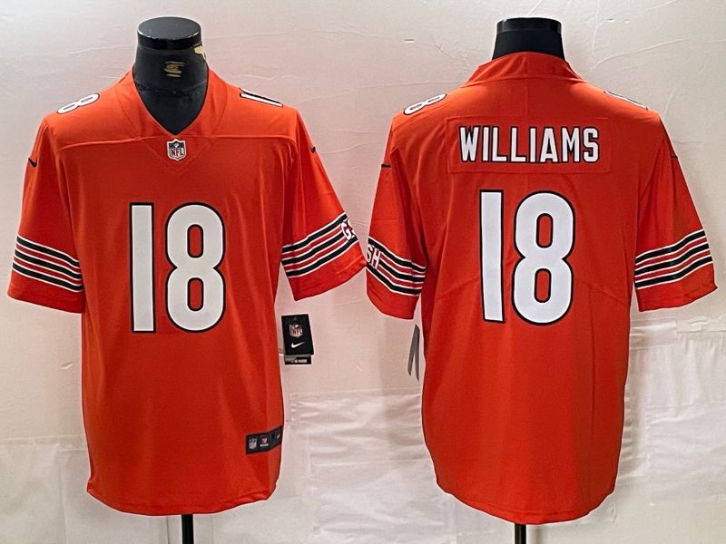 Men Chicago Bears #18 Williams Orange Second generation 2024 Nike Limited NFL Jersey style 1->texas rangers->MLB Jersey